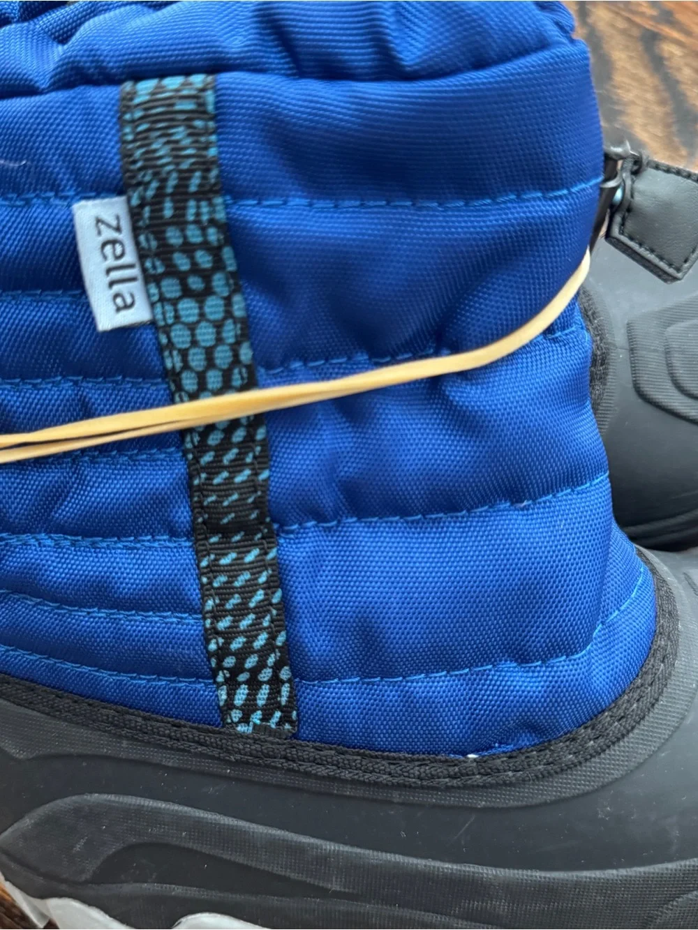 Zella Kids' Insulated Blue Quilted Snow Boots with Black Lower
